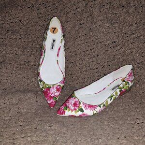 DUNE LONDON-Harmonie-Floral Faux Patent Leather Ballet Flats-Sz 7-Excellent